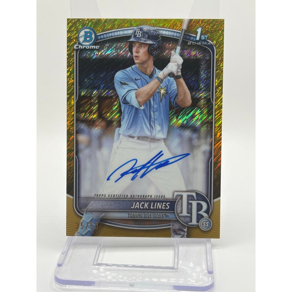 2025 Bowman Chrome Jack Lines 1st Gold Shimmer Auto 35/50 SP Tampa Bay Rays